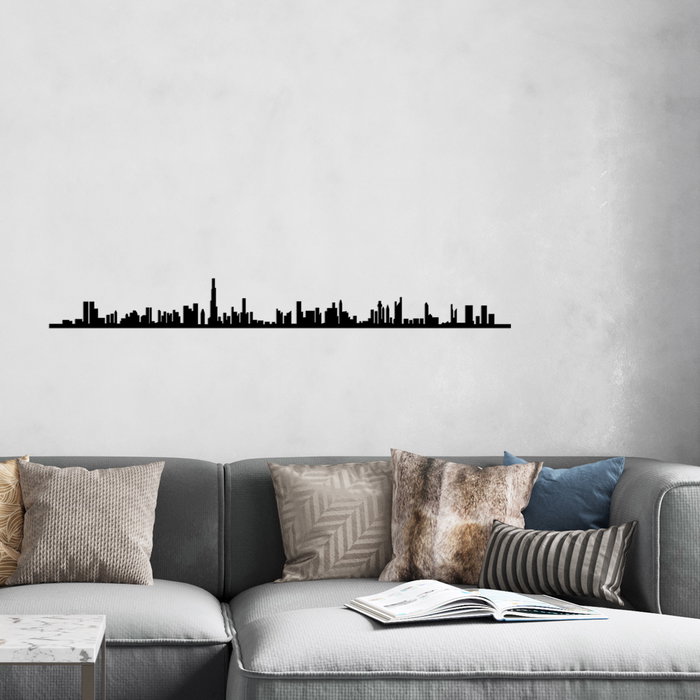 Wallity Dubai Skyline Escultura de Pared de Metal Negra